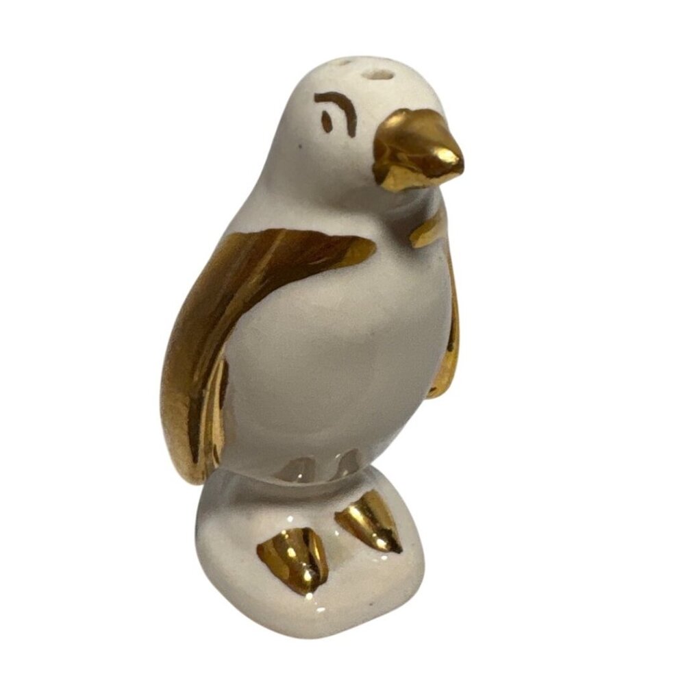 Ceramic Penguin Salt Shaker With Gold Accents
